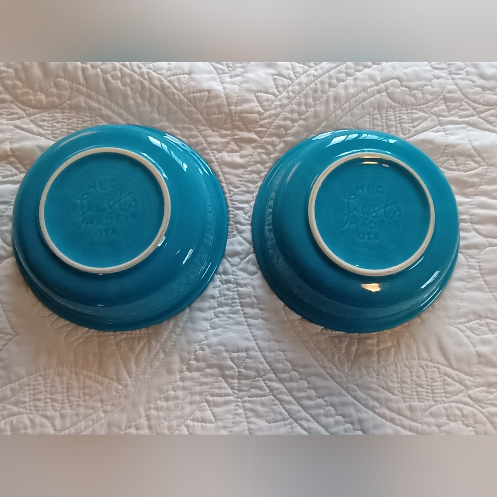 Set Of Two Vintage Fiesta Bowls In Peacock Blue